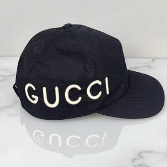 NWT Authentic Gucci Cotton Loved Gucci Baseball Hat L Navy - Picture 4 of 9